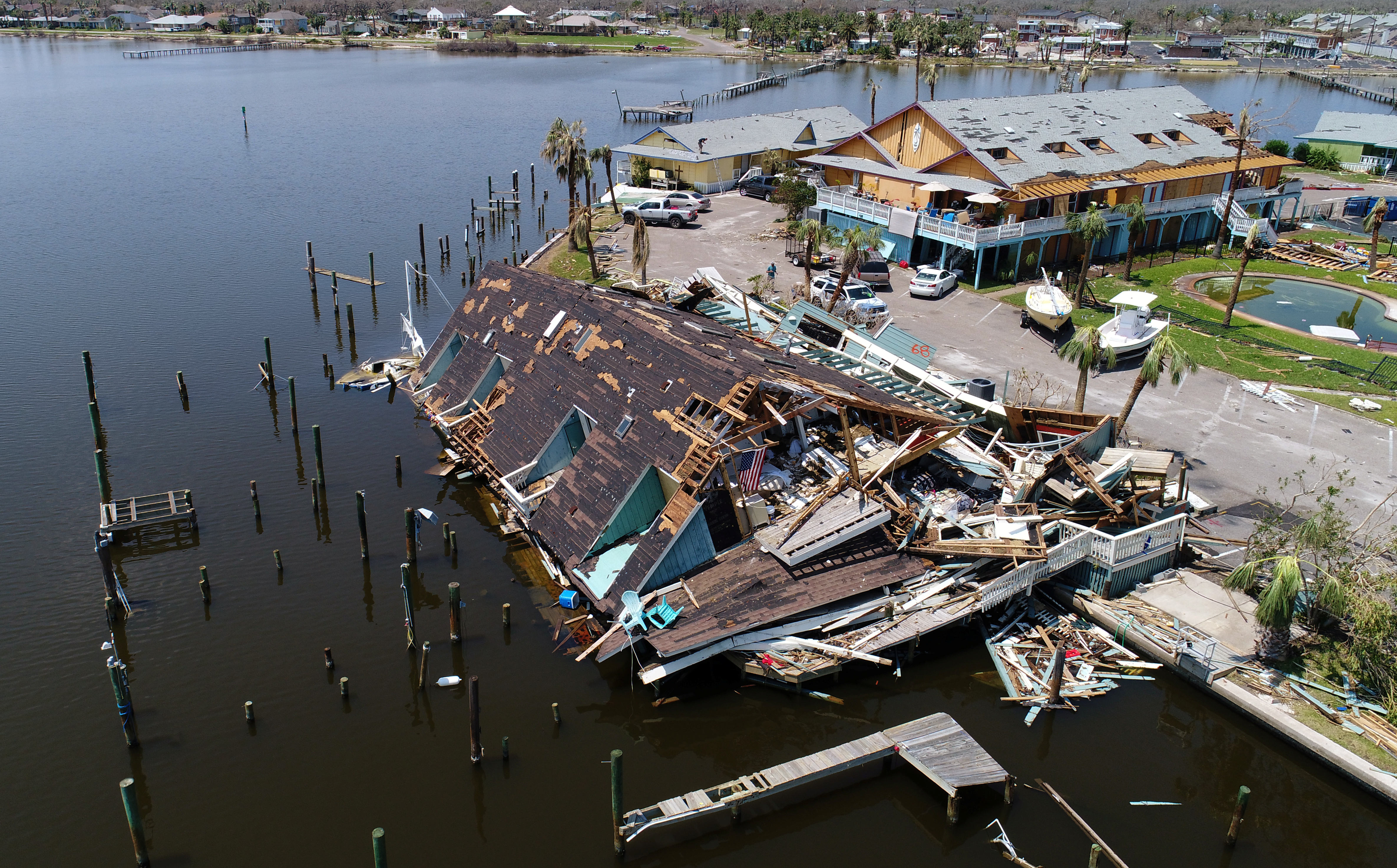 <p>Damage caused by Hurricane Harvey in Rockport, Texas, U.S., August 31, 2017. </p>
