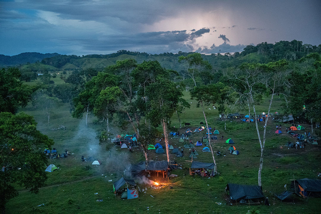 A view of the base camp ahead of their trek through Darién Gap.