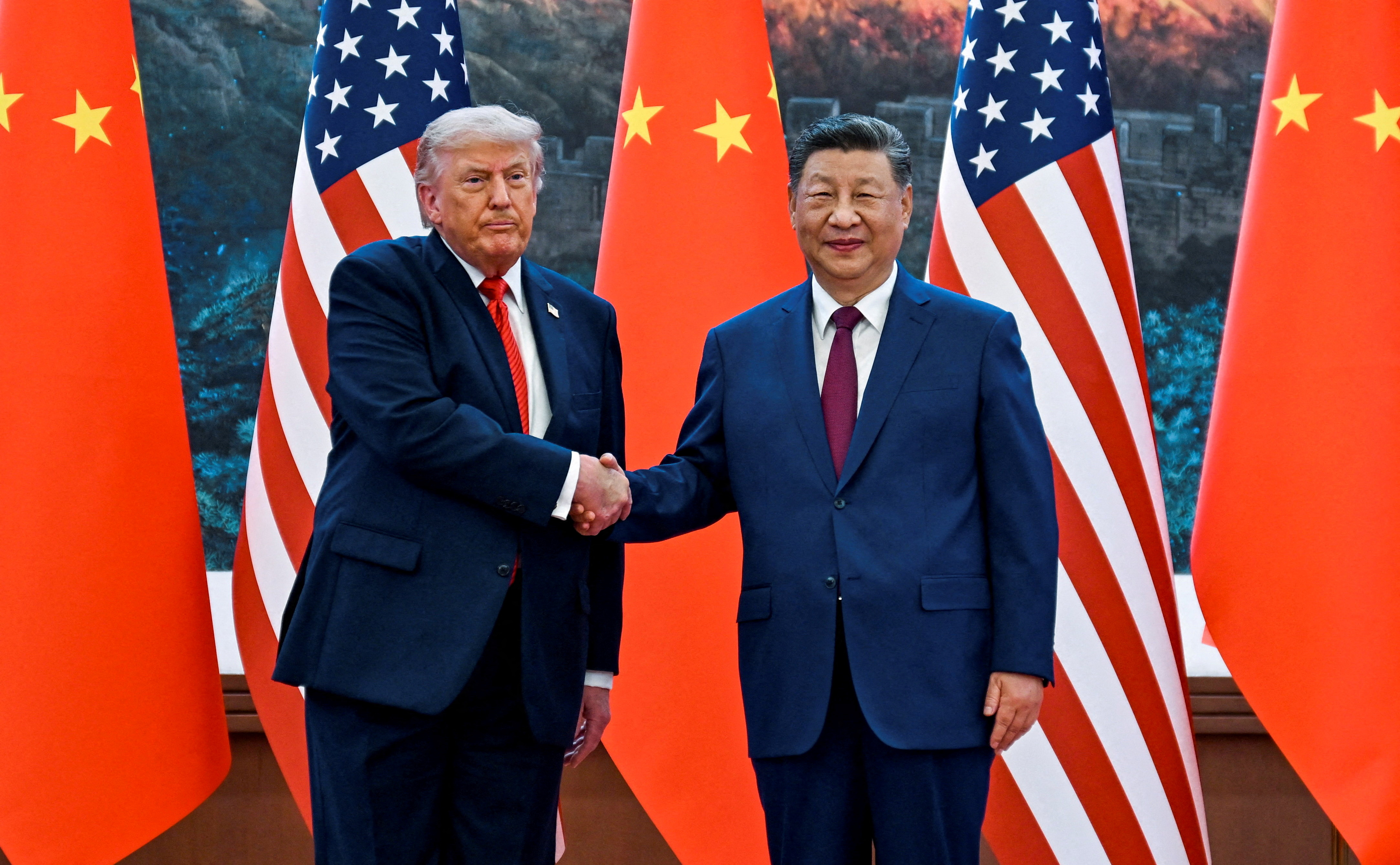 <p>The scene as U.S. President Donald Trump participates in events at the Great Hall of the People and does a greeting with the President of the People’s Republic of China Xi Jinping May 14, 2026, in Beijing China during a trip focused on trade, regional security, and strengthening bilateral ties between the world’s two largest economies.</p>
