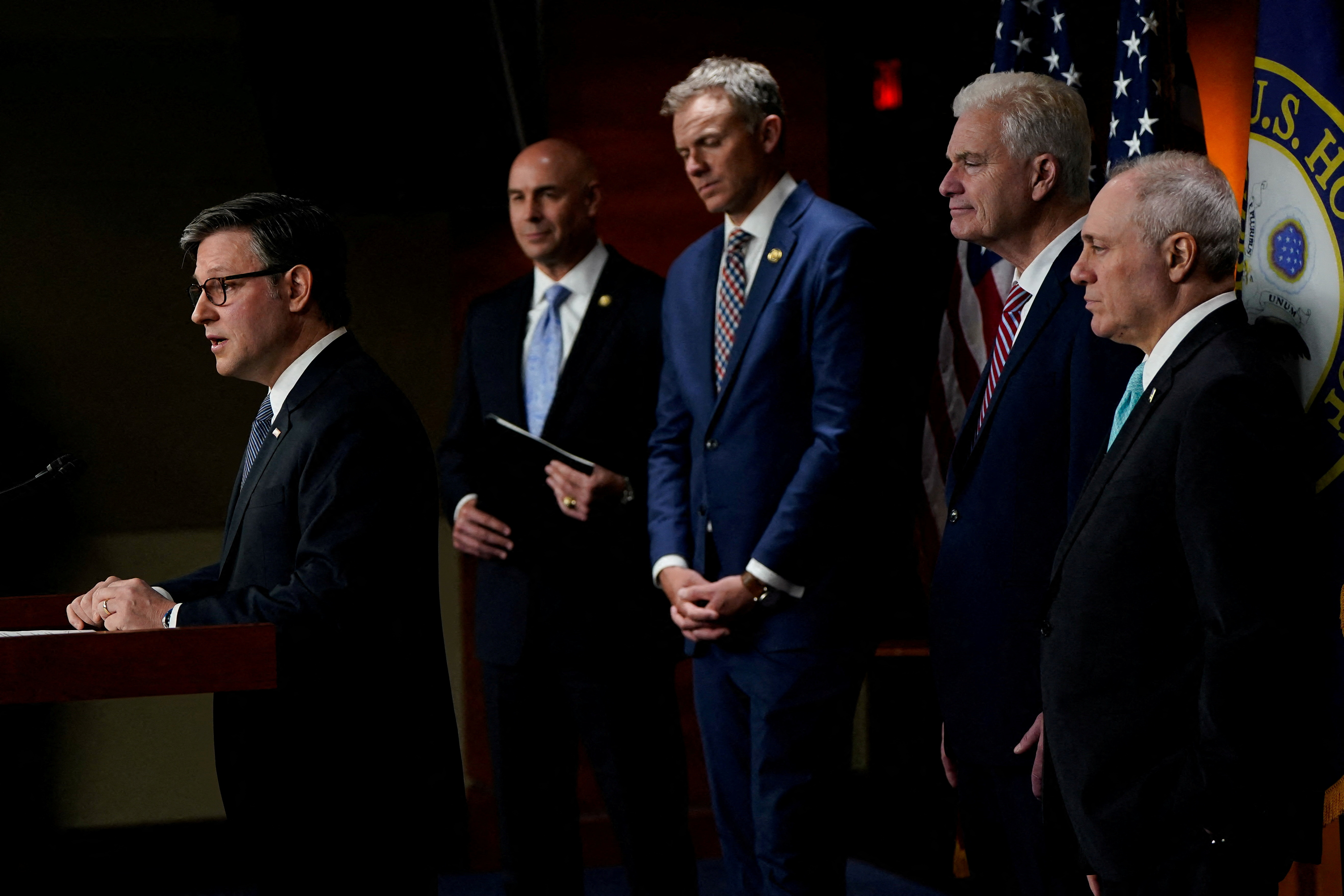 <p>House Speaker Mike Johnson (R-LA) speaks at a Capitol Hill press conference announcing the cancellation of a planned vote on a War Powers Resolution, May 20, 2026.</p>
