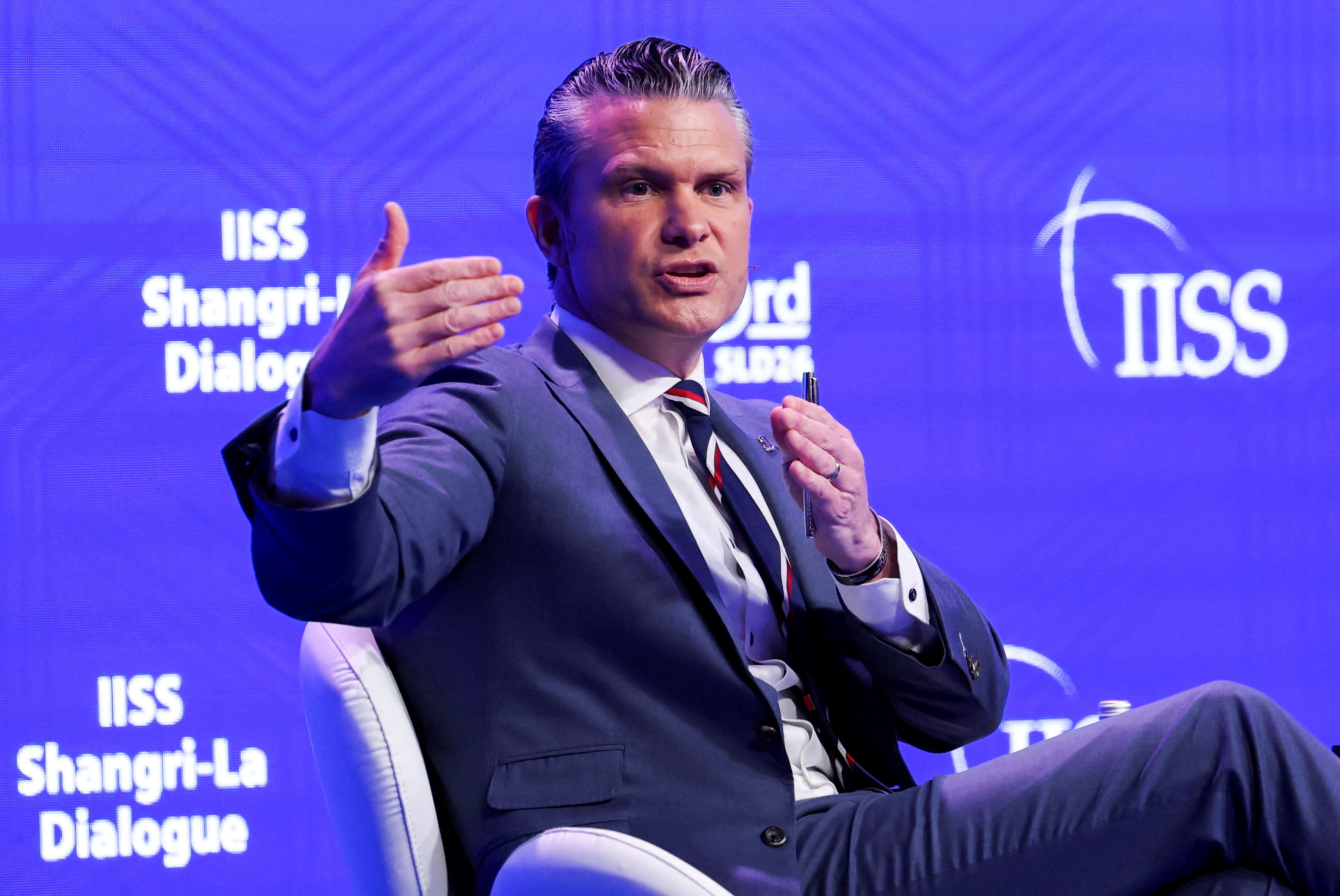<p>U.S. Secretary of Defense Pete Hegseth speaks at the IISS Shangri-La Dialogue security summit in Singapore, May 30, 2026.</p>