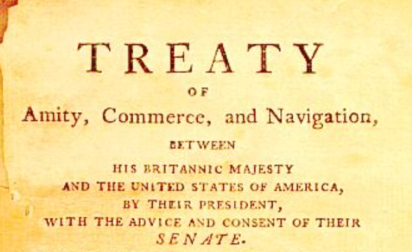 <p>The title and initial contents of the Jay Treaty published by a Philadelphia pamphlet in 1975.</p>
