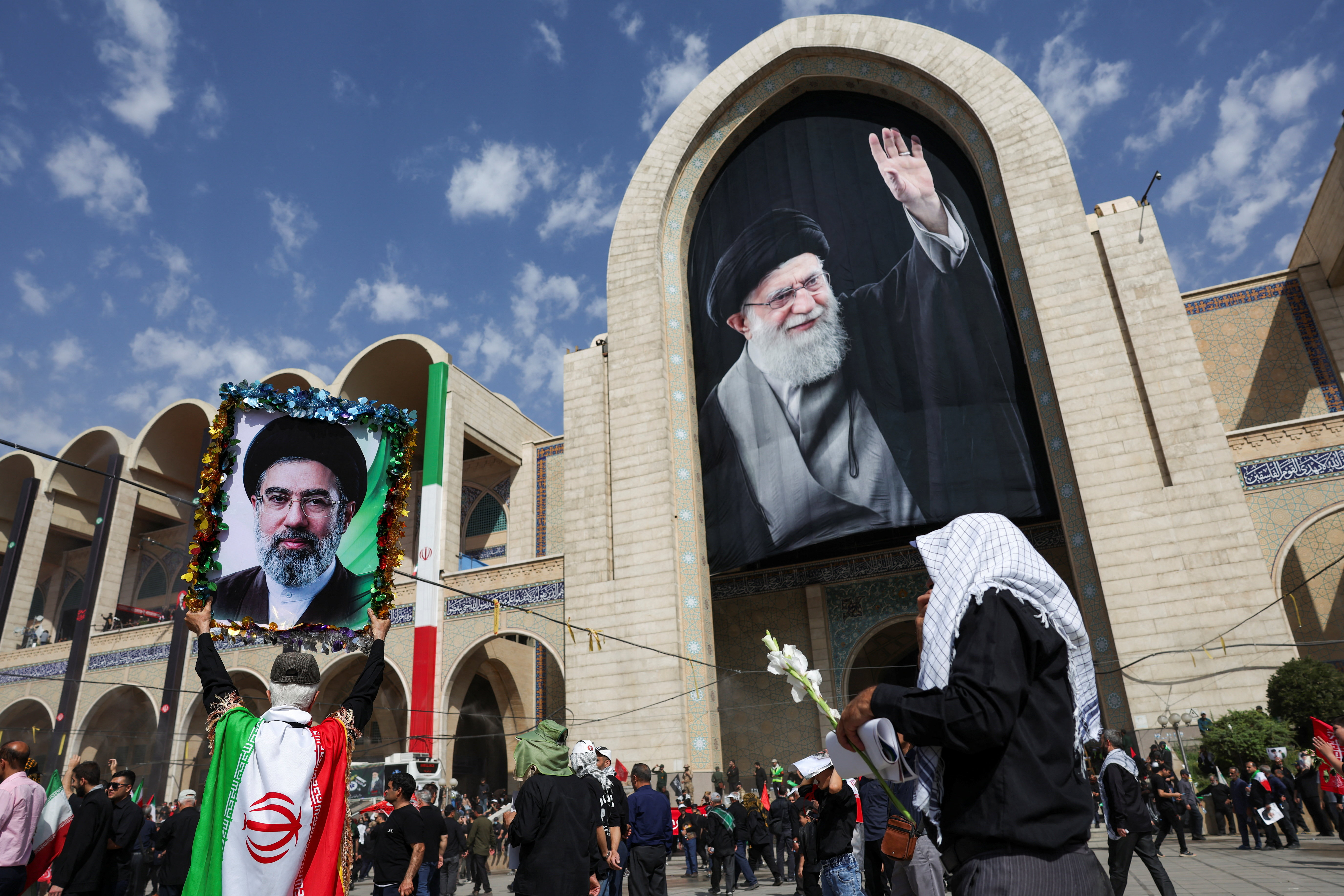 People attend a public farewell ceremony to pay their respects to late Supreme Leader Ayatollah Ali Khamenei, who was killed on February 28 in Israeli and U.S. airstrikes, at the Imam Khomeini Grand Mosalla, in Tehran, Iran July 4, 2026.