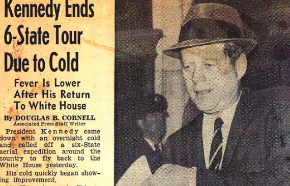 <p>An article in the <i>Chicago Daily Tribune</i> announcing that President John F. Kennedy was canceling his campaign tour to return to Washington, DC, October 20, 1962.</p>
